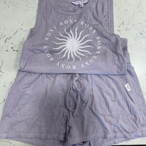 Roxy Lavender Ribbed Tank & Shorts Lounge Set